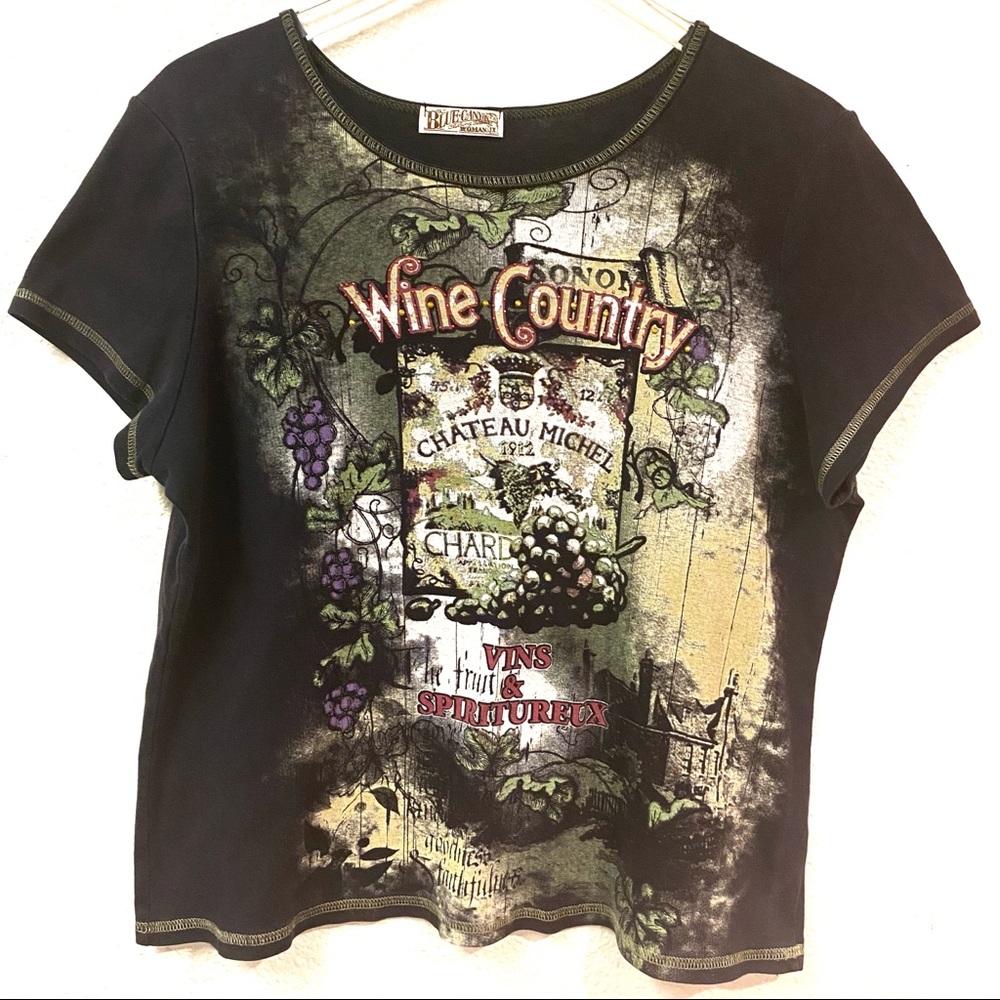 Wine Country 100% Cotton T-Shirt 1X Blue Canyon